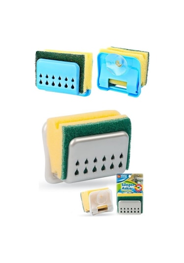 Pratik Mutfak Lavabo Vantuzlu Bulaşık Süngeri Askısı Aparatı 536 Çok Renkli