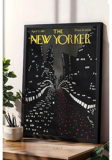 The New Yorker Çerçeveli Tablo April 2 1927 - Şehir Trafik Işıkları
