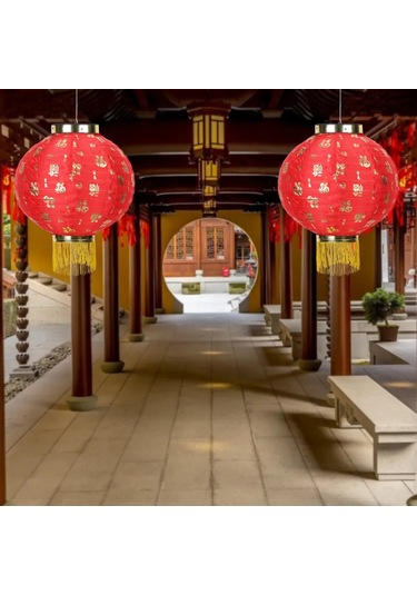 Tenfowee Kırmızı Yuvarlak Saten Fenerler, Yağmurlu Ve Güneşli Dayanıklı, 10 İnç 2 Adet , Antik Kasabalar, Restoranlar Dekorasyonu Kırmızı