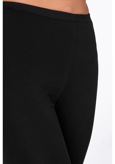 Kompedan Kadın Likralı Süprem Düz Kapri Tayt Siyah K0458-siyah Siyah