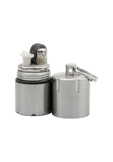 Springsun Mini Metal Kerosene Çakmak - Dayanıklı Yapı, Yakıt Saklama, Anahtar Zinciri Takımı - Gümüş Gümüş