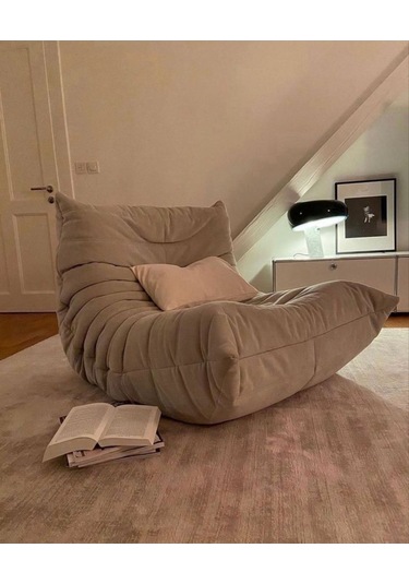 Edsy Puffer Relax Taş Renk Berjer Krem