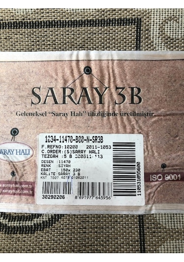 Saray Halı 3B 11470 B 150X230 Krem Siyah 4 M2 Halı !