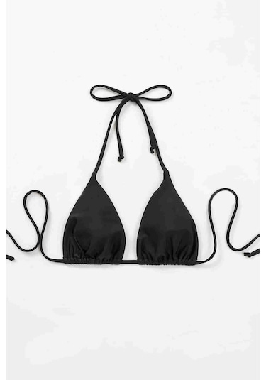 Angelsin Siyah Boyundan Bağlamalı Üçgen Bikini Üstü Siyah 001