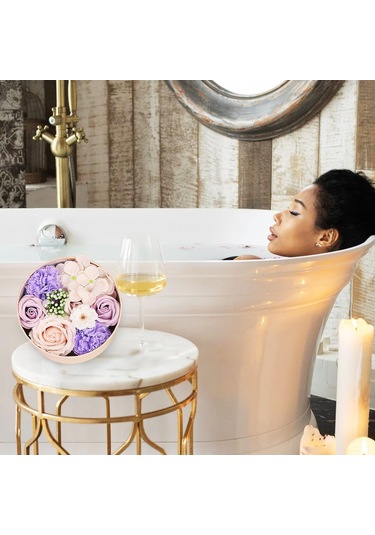 Ximistore9 Romantik Gül Sabun Çiçeği Hediye Kutusu - Mor Renk, Şık Tasarım Ve Özel Tebrik Kartı Dahil