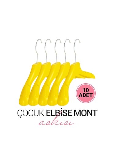 Çocuk SARI Elbise Mont Askısı 10 Adet Paketli 30 Cm Çocuk Askı Sarı