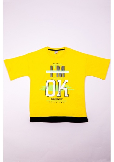 Erkek Çocuk Tshirt Basklı A8 Sarı