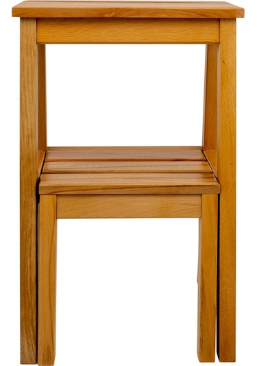 Refilya Masif Ahşap Katlanır Merdiven Tabure Natürel Kayın Ağa...