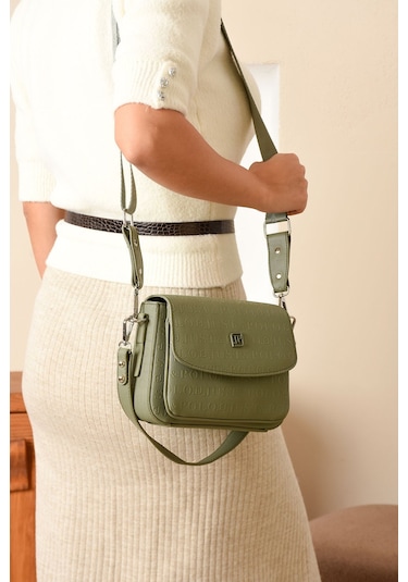 Just Polo Yeni Sezon Kolon Askılı 4 Bölmeli Kadın Omuz Çantası Ve Cüzdan Kombini Pbu217402 Yeşil Taba Yeşil - Taba