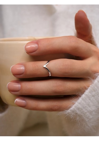 Zoloto Russkih İnce 925 Ayar Gümüş Falanks Yüzüğü - Zarif Tasarım 66434029 Gri
