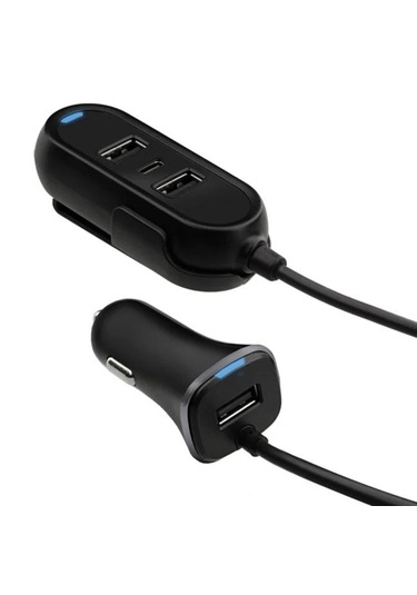Araç Hızlı Şarj Cihazı 3 Usb Port+1type-c Usb-c 4lü Çakmaklık