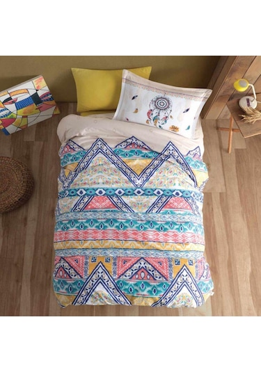 Clasy Ranforce Nevresim Takımı Tek Kişilik Boho V1 Bej