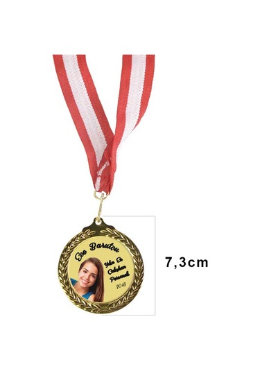 7,3 Cm Altın Renk Zeytin Dalı Madalya Kişiye Özel Yazı Alanlı Ödül Madalyası Sarı
