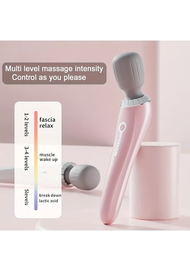 Elmpaly Pembe Şarj Edilebilir Elektrikli Masaj Tabancası Boyun Omuz Bacak Sırt Kas Rahatlatma Pembe