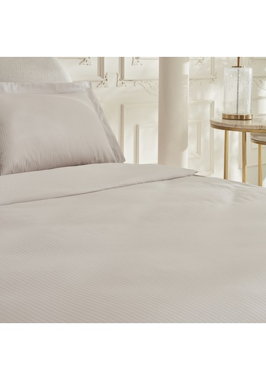Karaca Home Vessa Çift Kişilik Çizgili Saten Nevresim Takımı Açık Gri 200.22.02.0089 Açık Gri