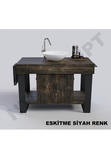 Ntconcept Miha Masif Ahşap Lavabo Dolabı Hilton 70Cm Açık Ceviz