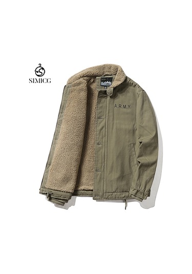 Kışlık Kalın Polar Yaka Kısa Erkek Ceket Yeşil