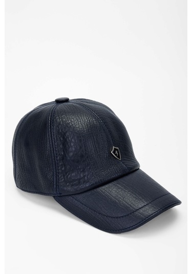 Tamer Tanca Erkek Hakiki Deri Lacivert Şapka 524 1864k Sapka Sk21-22 Lacıvert Lacivert