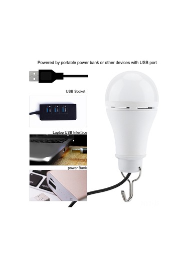 Jeemson Usb Çalışır 340 Lumen Led Işık, 120 Derece Aydınlatma, Gömlekli Taşınabilir Kamp Acil Durum Lambası Beyaz