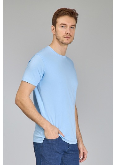 Bisse Supima Gömlek Yaka Cool Touch Erkek T-shirt Açık Mavi Ts24y24106 D33 Açık-mavi