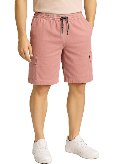 Kargo Cepli Pamuklu Erkek Şort Pudra