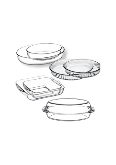 Paşabahçe Borcam Çeyiz Tepsi Seti 8 Parça Fırın Kabı