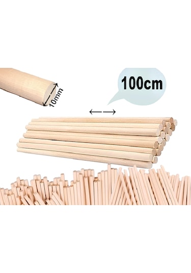 Makrome Çubuğu Ham Ahşap 100 Cm. Uzunluk 10 Mm. Çap 3 Adet