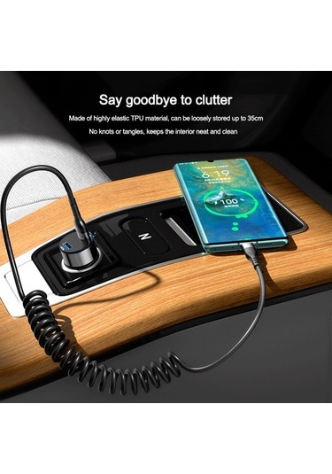 Prestigegoods 65w 5a Hızlı Şarj Tipi C Kablo 3a Mikro Usb Yaylı Çekme Teleskopik Araba Usb Kablosu Samsung Uyumlu Xiaomi Huawei Telefon Aksesuarları