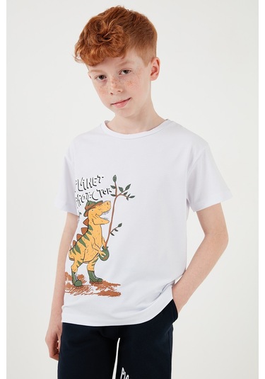 Lela Pamuklu Regular Fit Bisiklet Yaka Şortlu Alt-Üst Erkek Çocuk Takım 6212009 Beyaz