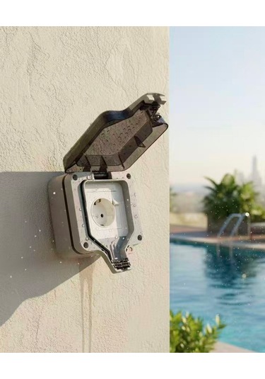 Dış Mekan Prizi, Tekli Su Geçirmez Prizi Ip 66 Topraklamalı Dış Priz