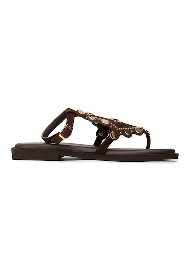 Deery Kadın Hakiki Süet Kahverengi Sandalet - 24715zkhvc01
