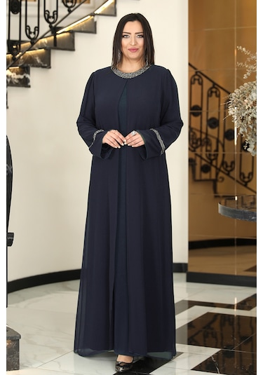 Raika Moda Sultan Büyük Beden Tesettür Abiye Lacivert