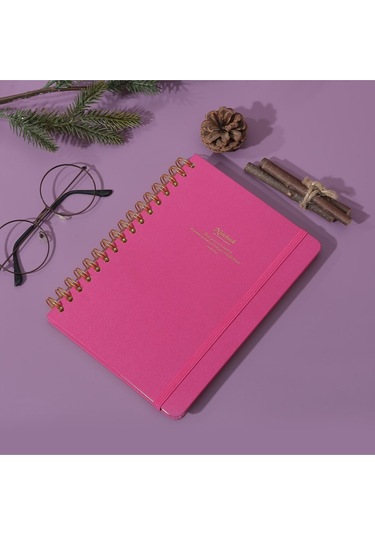Vj Canvas Sert Kapak Spiralli Defter A5 100gr 160 Sayfa Noktalı Fuşya Fuşya