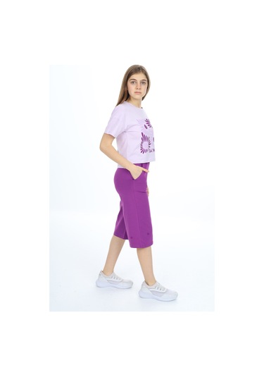 Toontoy Kız Çocuk Flw Paradıse Yazı Baskılı Kaprili Takım Açık Lila