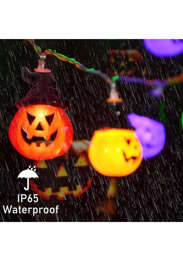 Alegre Cadılar Bayramı Işık Zinciri, Balkabağı, 4 Renkli Dekorasyon, 3 M, 20 Led, Cadılar Bayramı, Dekorasyon, Balkabağı, Işık Zinciri, Pil, Merhaba Çok Renkli