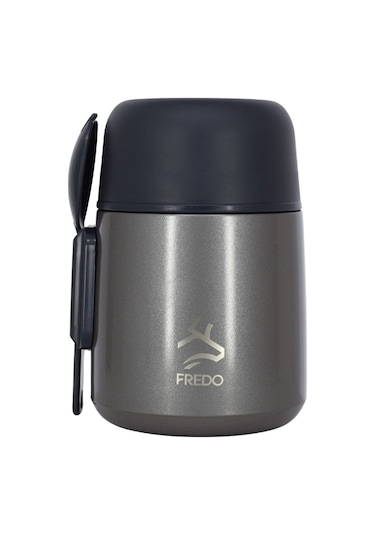 Duo Dine Bebek Metalik Gri Mama Kabı & Yemek Saklama Termosu, Mug - 8 Saat Sıcak, 12 Saat Soğuk Tutma 500 Ml Metalik Gri