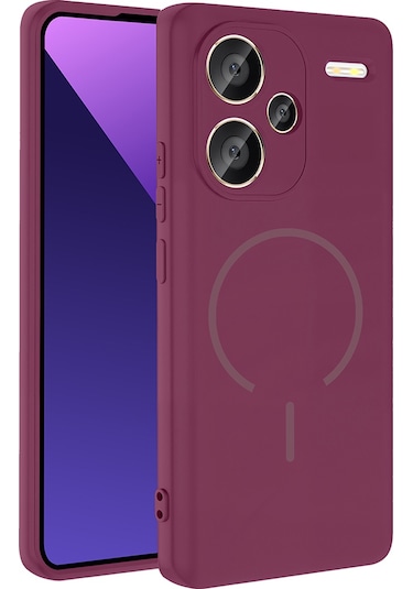 Redmi Note 13 Pro Plus 5g Kılıf M-safe Şarj Özellikli Msra Meta Kapak - Mürdüm Mürdüm