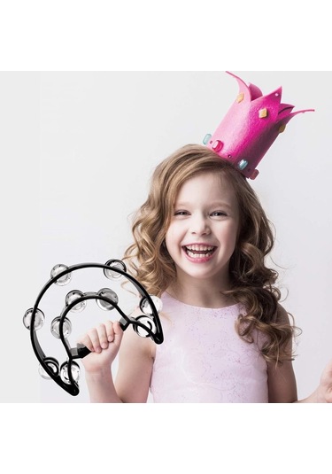 Midex Tf-26bk Çift Sıra 10 Zilli Siyah Tef Tamburin El Kavrama Aksamlı