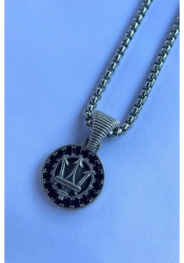 Mızraklı El İşçiliği Paslanmaz Çelik Zincir Erkek Kolye Gümüş