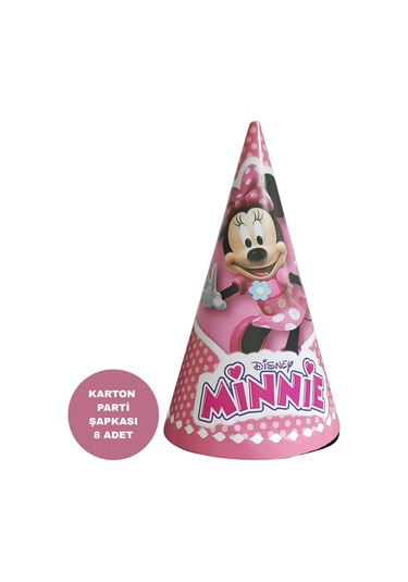 Karton Parti Şapkası Minnie Mouse Temalı 8 Adet Tüm Yaşlar