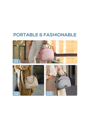 Neevoyu Bej 9.4l Sızıntısız Polyester Öğle Yemeği Çantası + Paslanmaz Çelik Kaşık-çatal 3'lü Set Bej