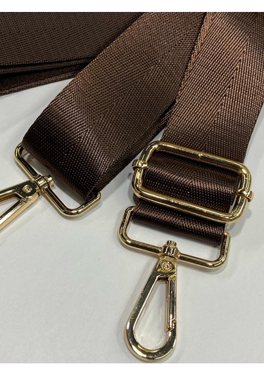 Çanta Sapı / Polyester Gold Detaylı Çanta Sapı - Kahve Kahve Kahverengi