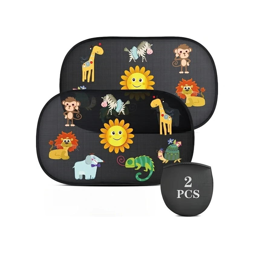 Hightower Bir Çift Katlanır Hayvan Desenli Araç Ön Cam Güneşlik Pvc Uv Koruma Aslan Zürafa Maymun