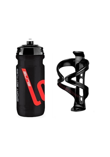 Elite Loli Bisiklet Plastik Matara, Suluk + Matara Kafesi 600 ML - Siyah