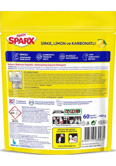 Asperox Sparx Diamond Bulaşık Makinesi Deterjanı Tablet 60 Adet
