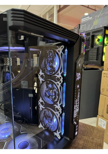 7 Argb Anime Karakterli Fanlı Pc Kasası 850w 80 Plus Bronze Powerli 360mm Sıvı Soğutmalı Siyah