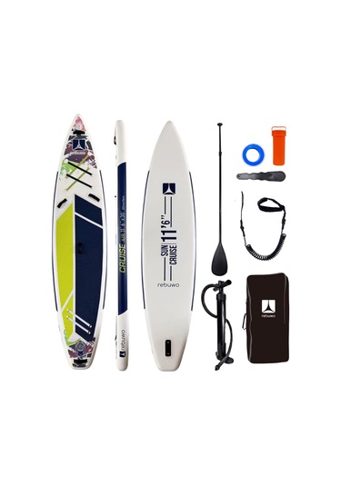 Rebuwo Pro Sup Şişme Sörf Tahtası Stand Up Paddle Board 76 351 15 Cm Yeşil Yarış Board