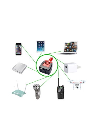 Symbee 12v'den 220v'ye Araç İçin 75w Güneş Dalga Inverteri - Usb İle Cep Telefonu, Dizüstü Bilgisayar Şarj Edici