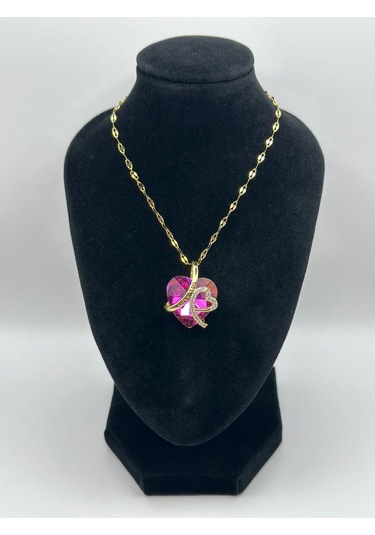 Arnes Jewelry Çelik Zirkon Taşlı Kalpli Kolye Ar486nes Gold