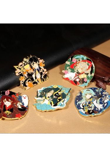 Oyun Genshin Etki Emaye Pim Anime Wendi Zhongli Keqing Tartaglia Hu Tao Xingqiu Xingqiu Çok Renkli